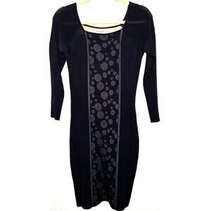 Andrew Marc Dress Womens Medium Black Knit Bodycon Viscose Nylon Going Out Y2K